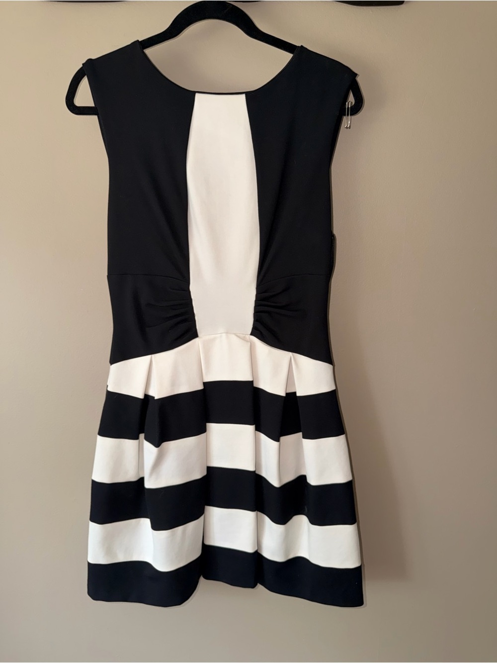 Eva Franco Black and White Striped Mini Dress